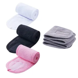 4 PCS Facial Spa Headbands(White, Black, Pink??Gray)?? Makeup Shower Bath Wrap Sport Headband Terry Cloth Stretch Towel with Magic Tape