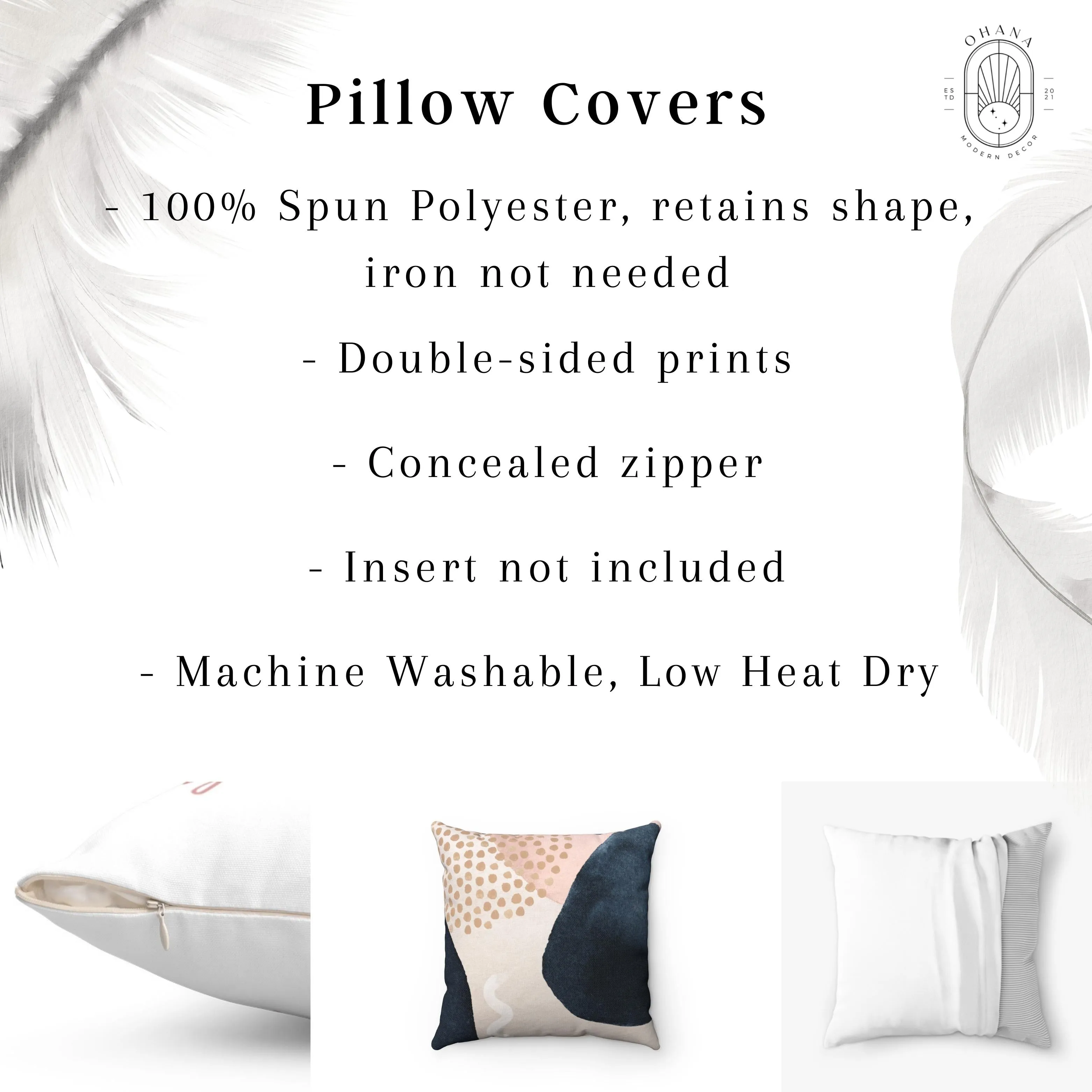 Abstract Boho Pillow Cover | Lavender Grey Leaves | One Line Art