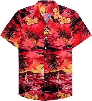 Alimens & Gentle Hawaiian Shirt for Men Summer Beach Casual Short Sleeve Button Down Shirts Printed Tropical Vacation Shirts