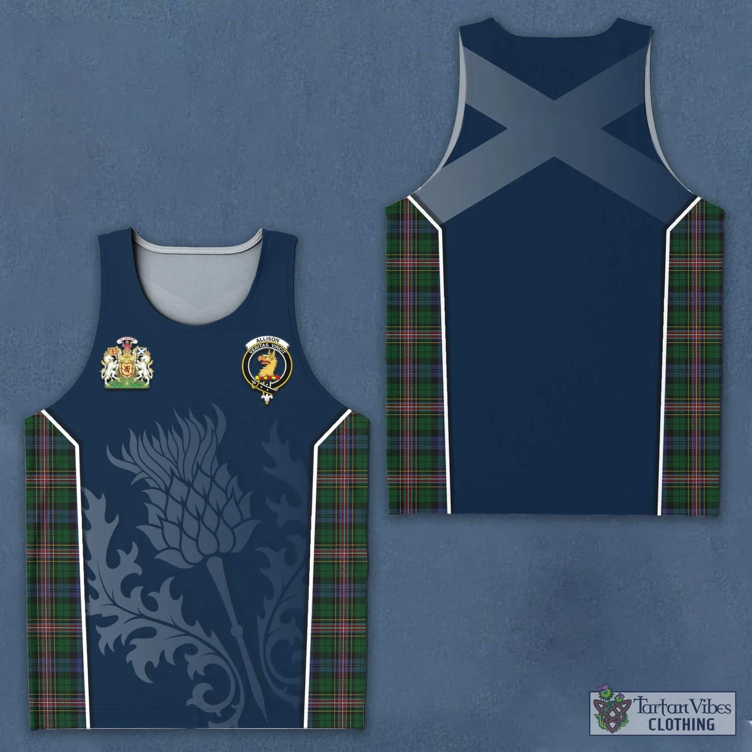 Allison Tartan Men's Tanks Top with Family Crest and Scottish Thistle Vibes Sport Style
