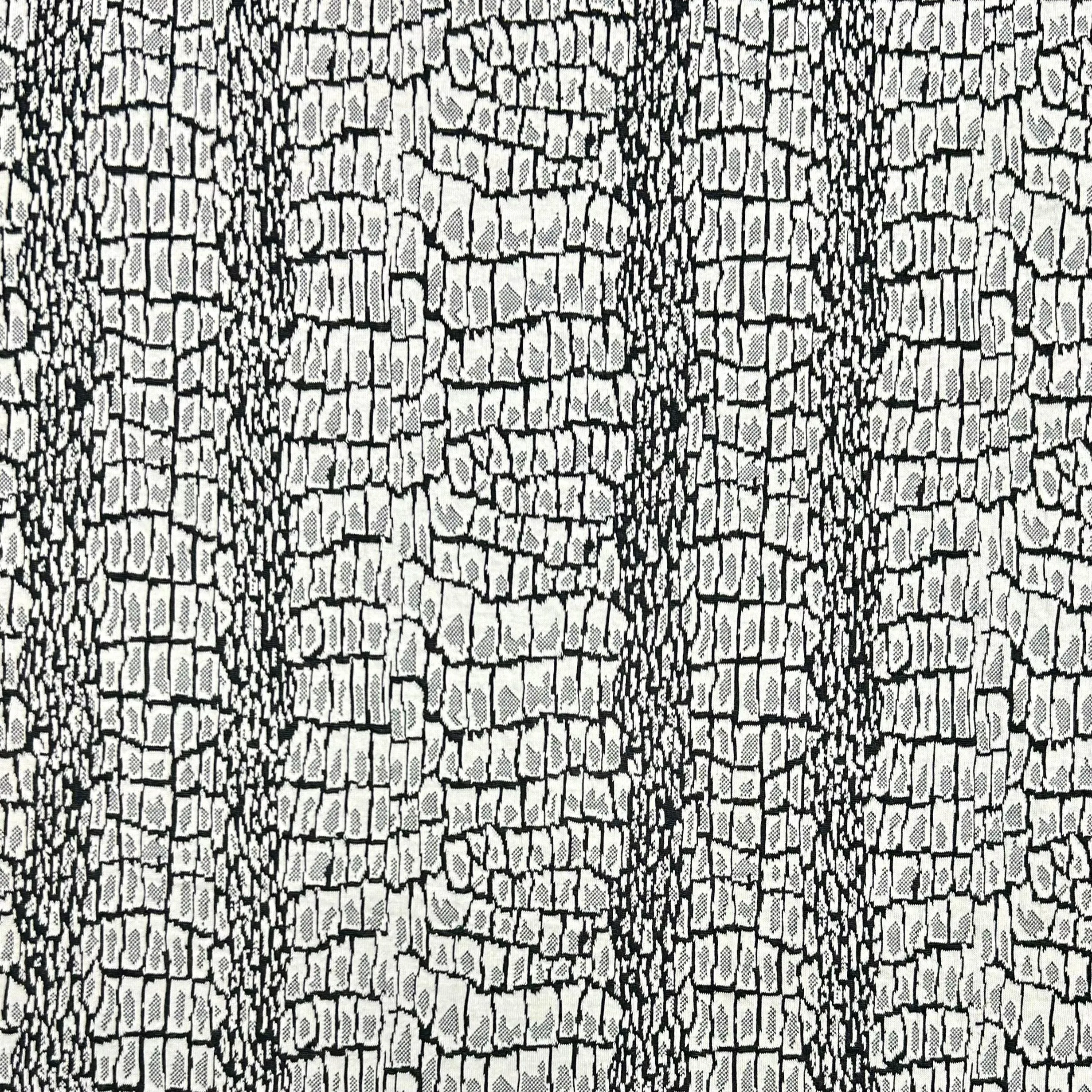 Black and Ivory Snakeskin Knit Fabric - Seconds