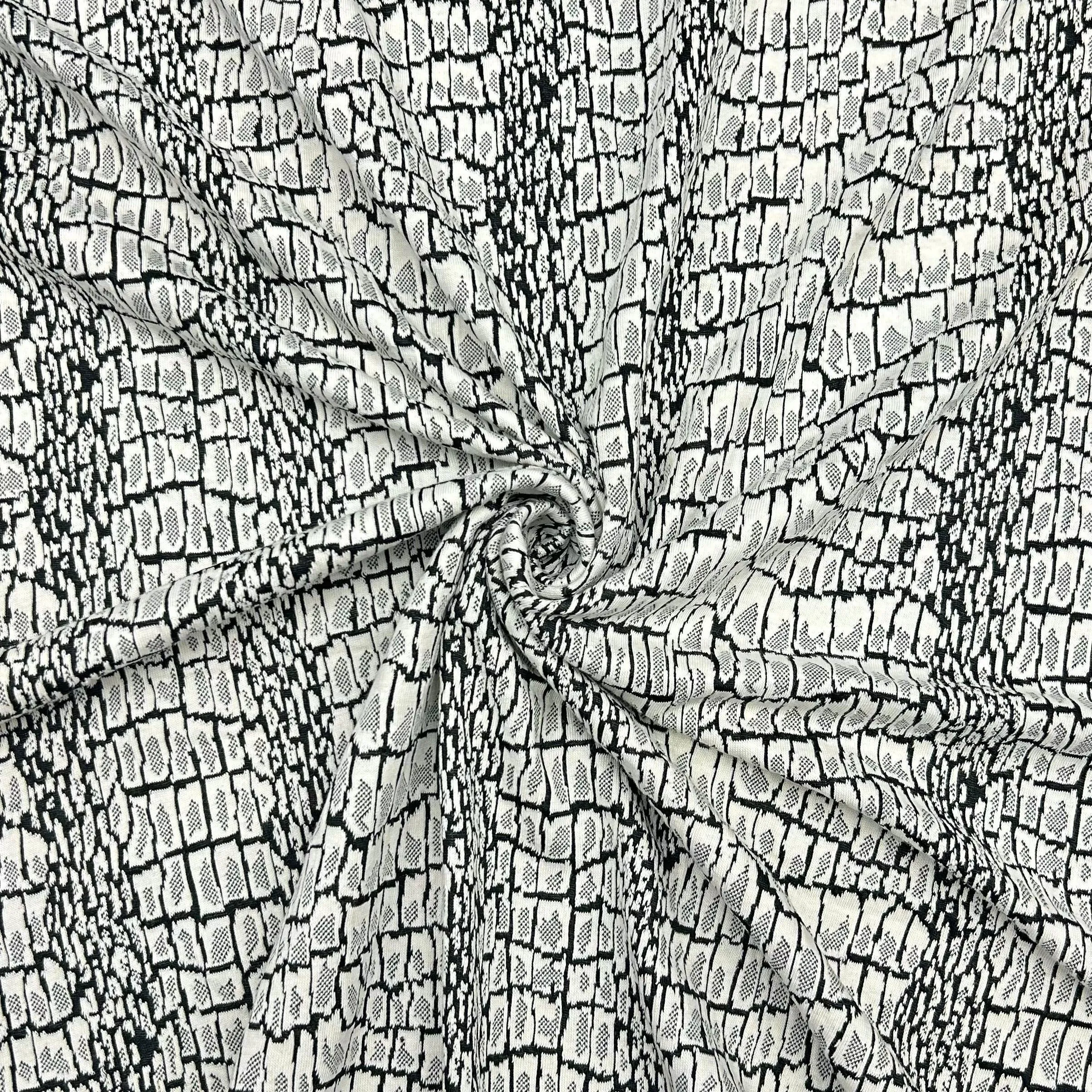 Black and Ivory Snakeskin Knit Fabric - Seconds