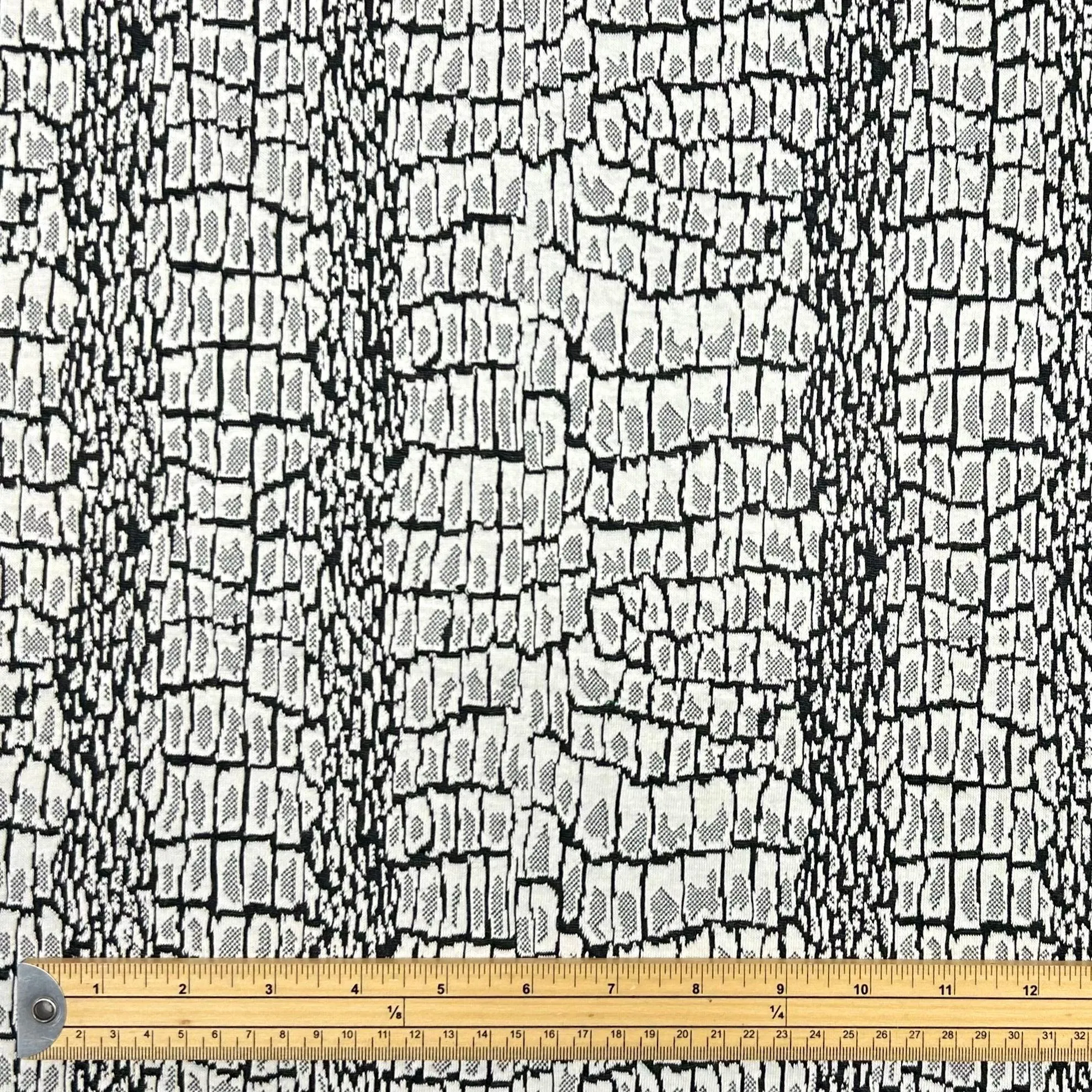 Black and Ivory Snakeskin Knit Fabric - Seconds