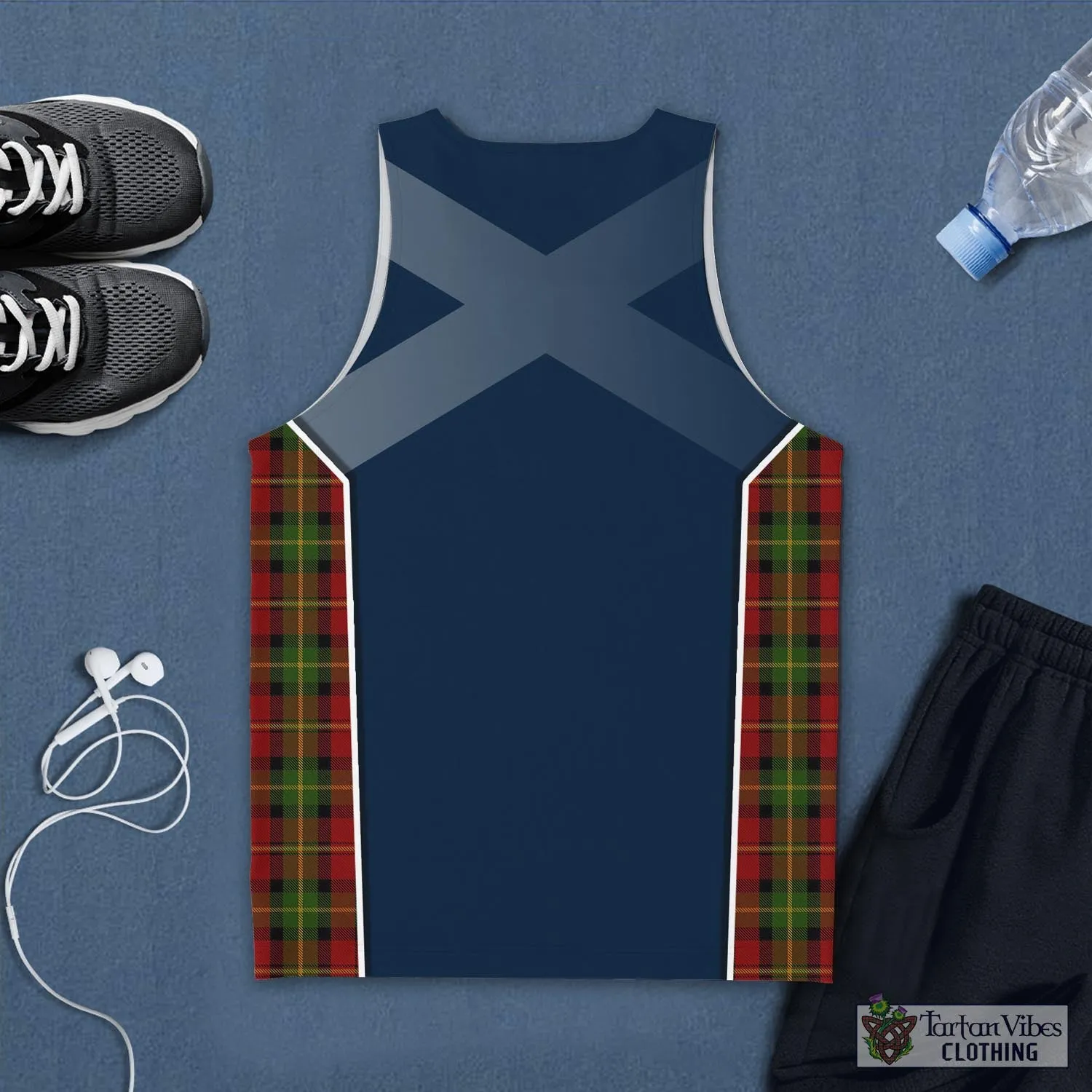 Blackstock Red Dress Tartan Men's Tanks Top with Family Crest and Scottish Thistle Vibes Sport Style