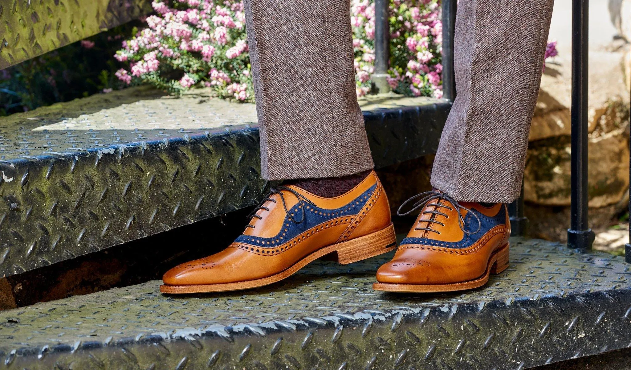 Brandon - Rosewood Calf / Navy Suede