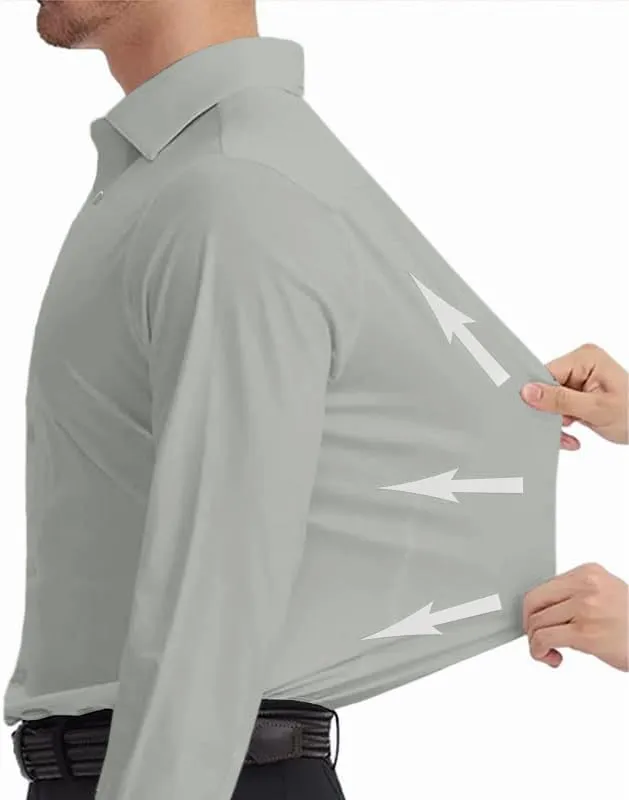 Dress Shirts for Men Stretch Slim Fit Long Sleeve Mens Dress Shirts Casual Business Muscle Fit Button Down Shirts