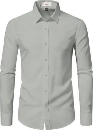 Dress Shirts for Men Stretch Slim Fit Long Sleeve Mens Dress Shirts Casual Business Muscle Fit Button Down Shirts