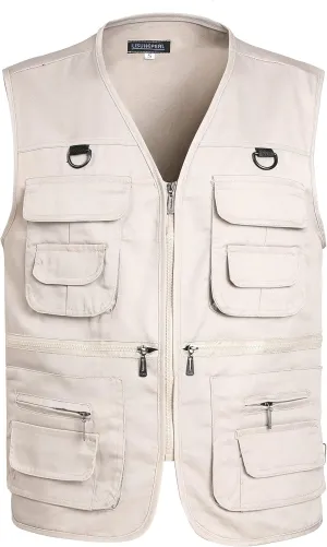 Men??s Fishing Vest Summer Outdoor Work Safari Travel Photo Vest with Multi Pockets
