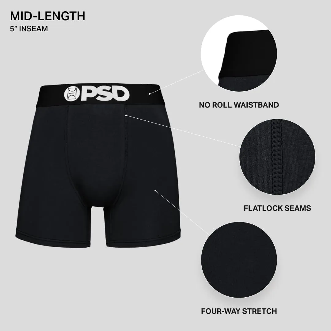 PSD Men's Mid Length Boxer Briefs - 5 Inch Inseam Breathable and Supportive Men's Underwear with Moisture-Wicking Fabric