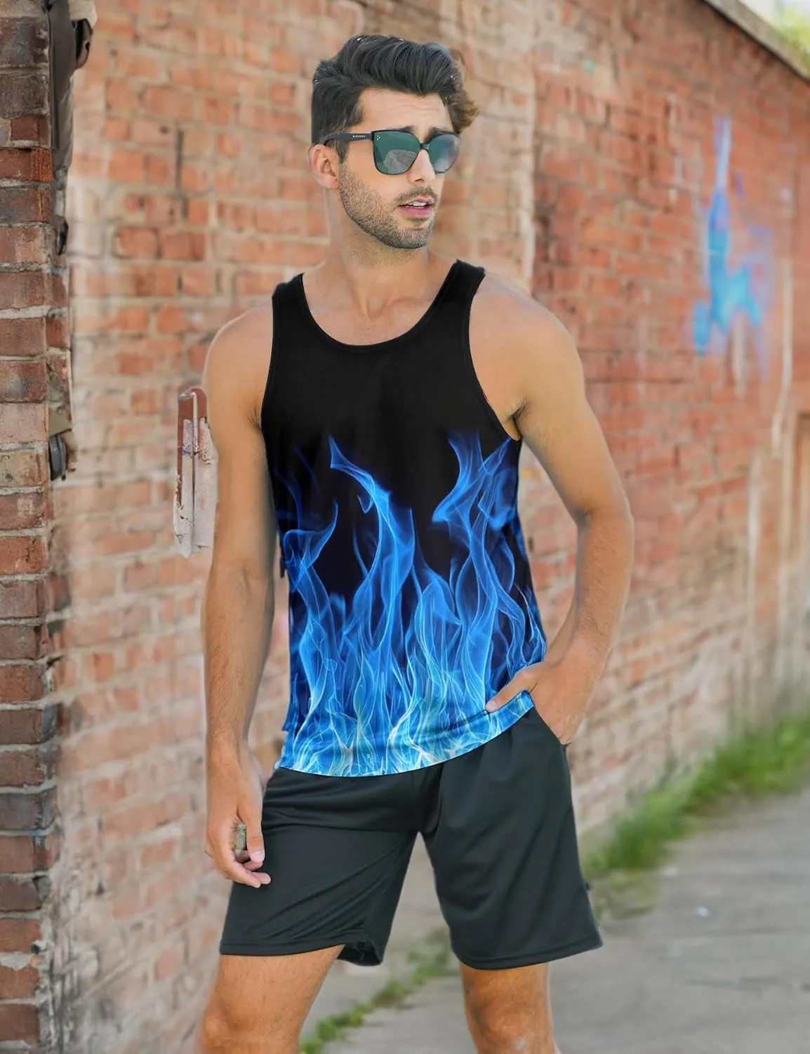 RAISEVERN Men's Tank Tops Summer Sleeveless Tee Cool Workout T-Shirts Beach Athletic Undershirts