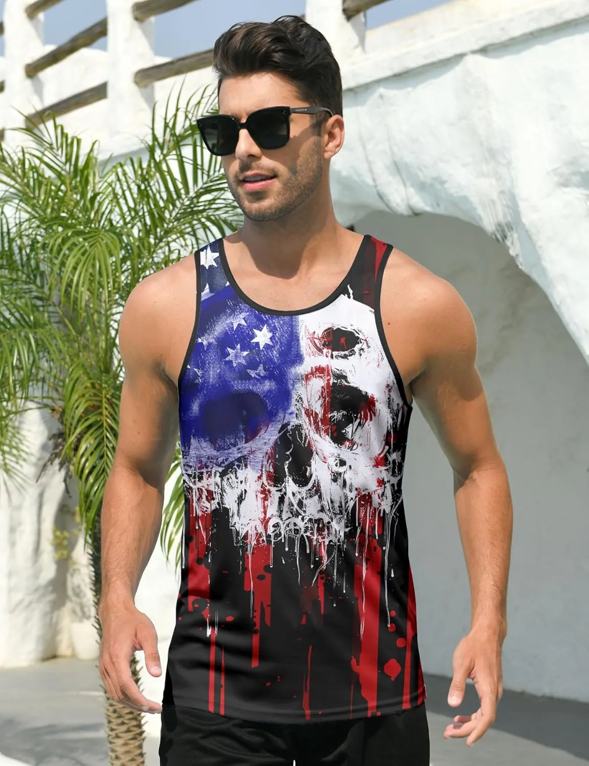 RAISEVERN Men's Tank Tops Summer Sleeveless Tee Cool Workout T-Shirts Beach Athletic Undershirts