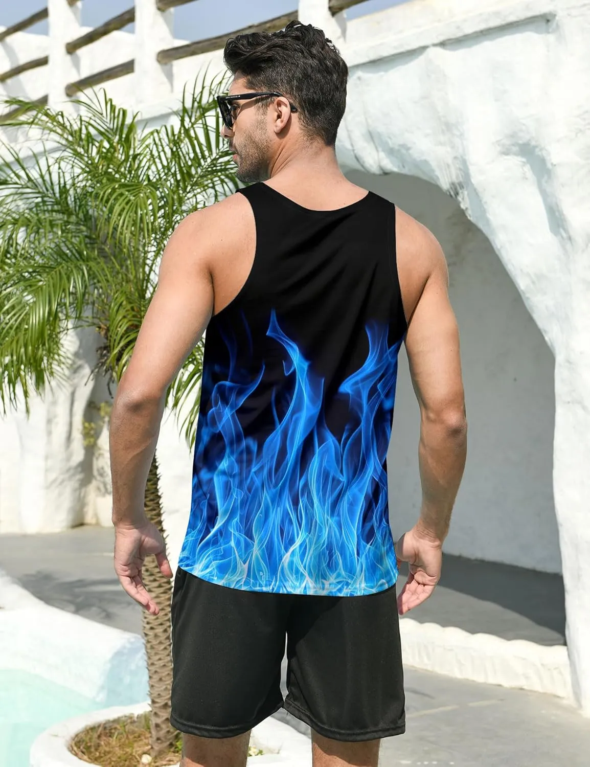 RAISEVERN Men's Tank Tops Summer Sleeveless Tee Cool Workout T-Shirts Beach Athletic Undershirts