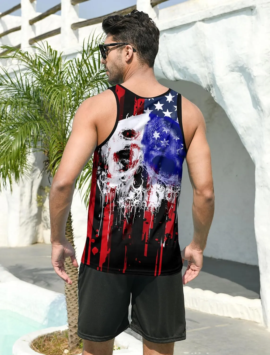 RAISEVERN Men's Tank Tops Summer Sleeveless Tee Cool Workout T-Shirts Beach Athletic Undershirts