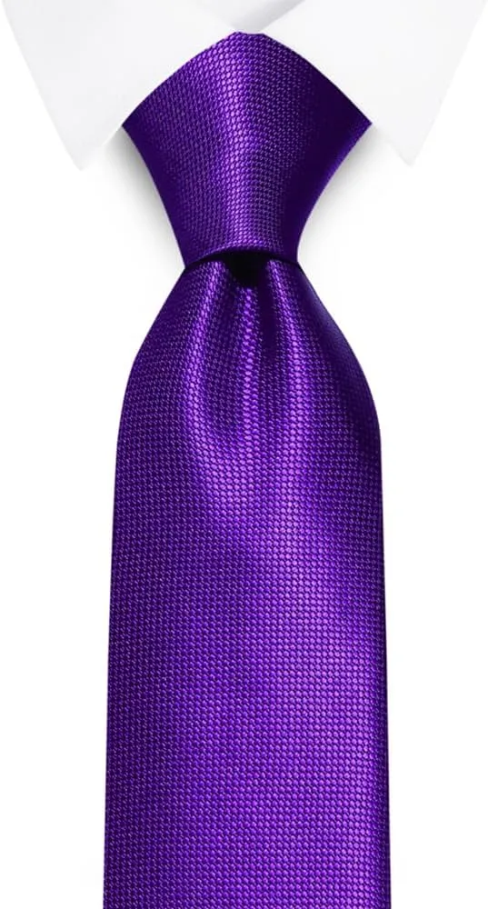 Solid Color Ties Set Men Handkerchief Cufflinks Brooch 3.15 inches Classic Formal Necktie Pocket Square Set