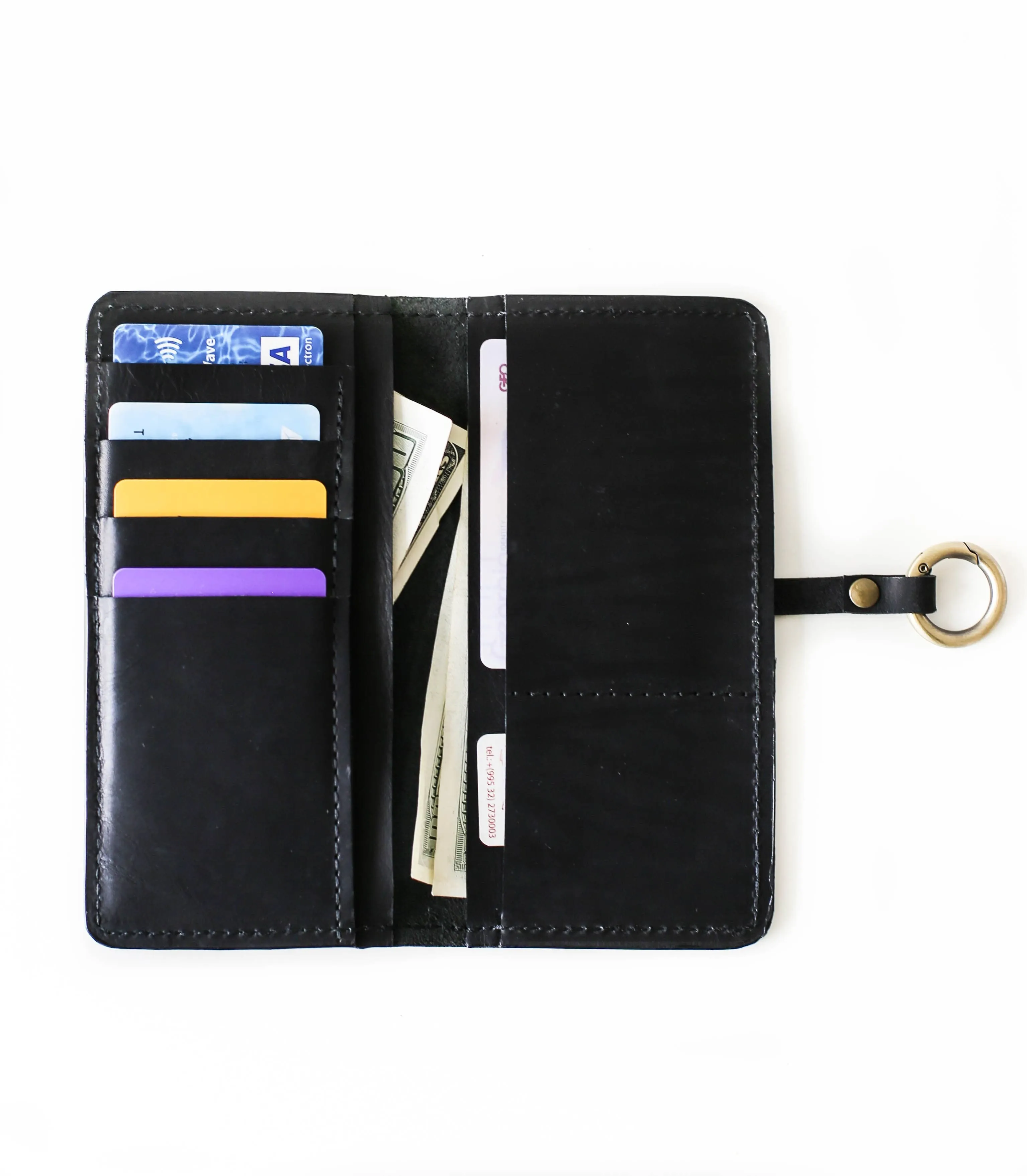 Women's Bifold Black Leather Wallet - N01
